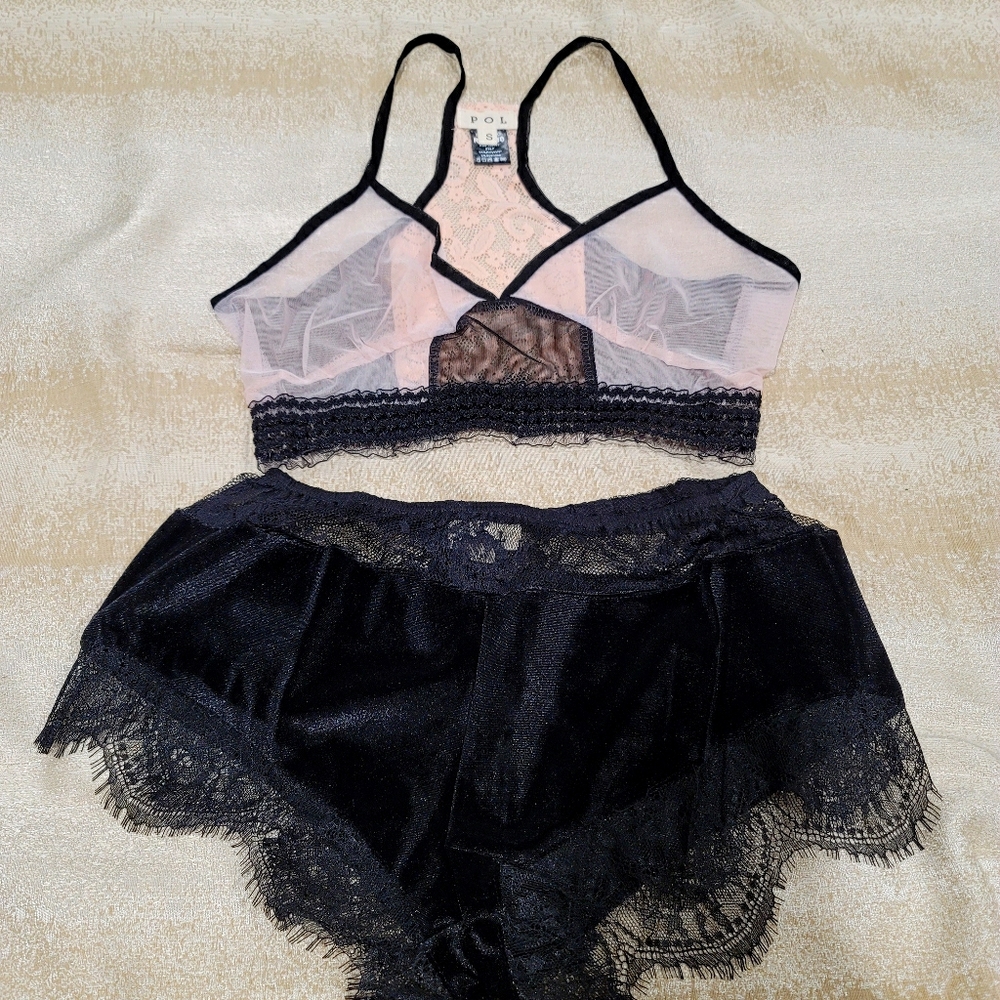 Bralette and Velvet Panty Set
